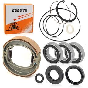 Rear Axle Bearing Seals O-Ring Clip + Brake Shoe Kit Compatible with HONDA 250 Recon TRX250 TE TM TRX250EX TRX250X 1997-2022