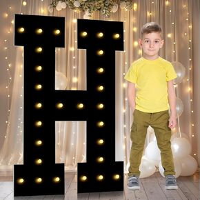 3FT Marquee Letters Light Up Letters, Black Giant Marquee Letter Mosaic Letter for Birthday Wedding Backdrop Large Letters for Grad Party Baby Shower Decoration, Pre-Cut Foam Frame Letter R