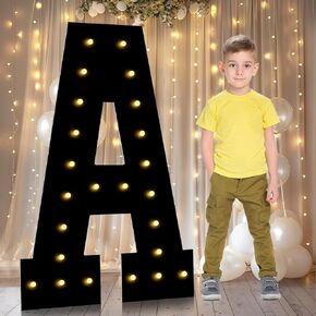 3FT Marquee Letters Light Up Letters, Black Giant Marquee Letter Mosaic Letter for Birthday Wedding Backdrop Large Letters for Grad Party Baby Shower Decoration, Pre-Cut Foam Frame Letter R