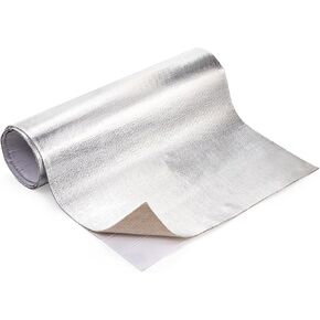 ZENFUN Aluminized Heat Shield Mat, 12'' × 47'' Fiberglass Thermal Insulation Reflective Material, Aluminum Sheet Backed Self-Adhesive, Fiberglass Insulation Reflective Material High Temp Protection