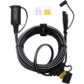 12-24V 6FT 14AWG SAE to Female Cigarette Lighter Socket Cable, 14 Gauge Sae 2 Pin Quick Disconnect Connector Wire Harness Extension Charge Cord