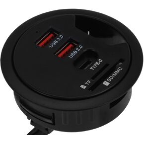 SEDNA - 60 cm Grommet Hole - in Desk - USB 3.2 Gen I ( 5Gbps ) 3 Port Hub ( 2A1C) with SD / TF Card Reader, with 5V4A AC/DC Adapter