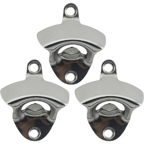3PCS Silver Stainless Steel Beer Bottle Opener Wall Mounted Bottle Cap Opener for Kitchen Home Bar Gifts