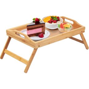 Bed Tray Table Folding Legs with Handles Breakfast Tray for Sofa Eating,Drawing,Platters Bamboo Serving Lap Desk Snack Tray