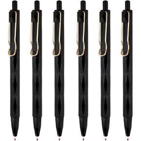 DUNBONG Retractable 0.5mm Porous Point Pen, Black ink gel pens, Box of 6 Pens (White Packs of 6)