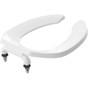 Commercial Heavy Duty Open Front Toilet Seat Without Cover, Thickened Material, Never Loosen, ROUND, White (16.5")1-Pack