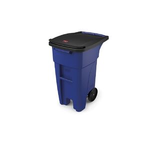 Rubbermaid Commercial Products Brute Rollout Plastic Trash/Garbage Can/Bin with Wheels, 65 GAL, for Restaurants/Hospitals/Offices/Back of House/Warehouses/Home, Gray (FG9W2100GRAY)