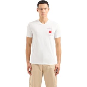 تي شيرت A｜X ARMANI EXCHANGE للرجال ذو قصة ضيقة ورقبة على شكل حرف V من القطن بشعار قابل للتمدد in Kuwait