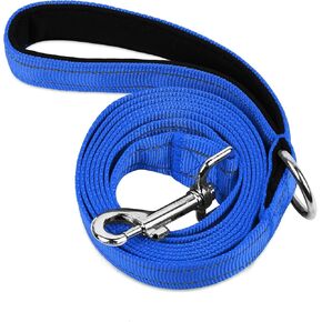 Double-Sided Reflective Nylon Dog Leash, 4 FT/5 FT/6 FT, Soft Padded Handle Heavy Duty Dogs Leashes with D Ring for Small and Medium Dogs Walking and Training,(Navy Blue, 6FT)