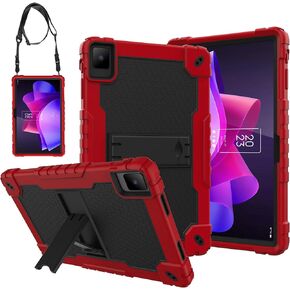 Case for TCL NXTPAPER 11 Tablet, Shockproof Case with Stand for TCL NXTPAPER 11 inch 9166G/9466X 2023 Android 13 Tablet, Kids Friendly Rugged Armor Cover with Shoulder Strap (Black+Black)