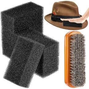 5 Pieces Felt Hat Cleaning Sponge Felt Hat Brush Felt Hat Cleaner Horse Hair Wood Hat Brush Hat Cleaning Kit for Felt Hat Cowboy Hat Baseball Hat