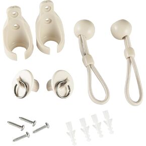 Universal Replacement Shade Parts Bungee Kit and End Cap with Ring for Exterior Cordless Outdoor/Indoor Roller Shades Blinds (Beige, Bungee Kit and End Cap)(QSCL001)