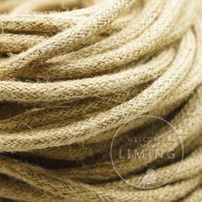 32.8ft 18/2 Twisted Electric Rope Light Cord, Antique Industrial Electrical Wire,Natural Hemp Rope Covered Wire Vintage Style Lamp Cord Strands UL Listed (TwTisted Hemp Rope) (Round Hemp Rope)