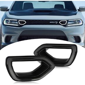 Smoked Front Bumper Grille LED Light Fog Lamp Compatible with Dodge Charger 2015-2019 SRT Scat Pack DRL Turn Signal Grille Mounted LED Lights