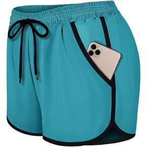 Fulbelle 2 in 1 Athletic Workout Shorts for Women XS-3XL Double Layer Drawstring Elastic Waist Shorts with Pockets