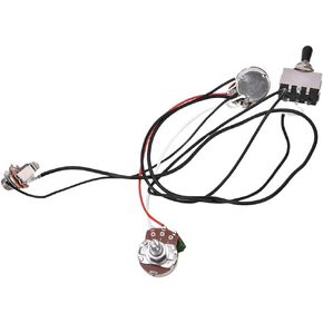 Electric Guitar Wiring Harness Kit, Electric Guitar Harness with 3 Way Chrome Box Toggle Switch, Guitar Prewired Harness 2-500K Full Size Pots for Electric Guitar DIY Guitar Making
