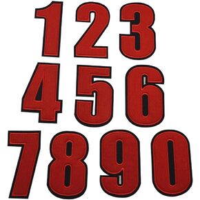Iron On Patches Number Digits 0-9 Red