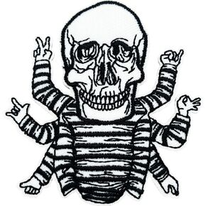 Iron On Embroidered Patch, Rock Parch "Six Hand Skull" - Appliable to Badge Iron On Sew On Emblem Patch DIY Accessories Perfect for Jackets, Clothes, Hats & Jeans
