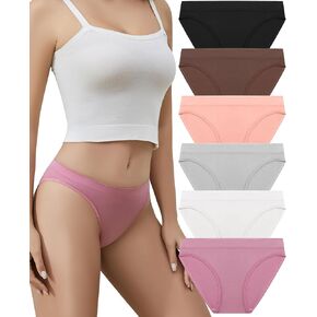 6 Pack Womens Bikini Panties: High Cut Womens Underwear Low-rise Full Coverage Panties for Women Stretch Panties