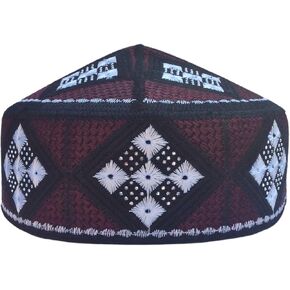 Unisex Kufi Men's Multicolor Koofi Handmade Stoned Caps Headwear Eid Kufis Namaz Hat Beanie