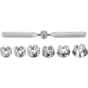 uxcell 5537 Watch Case Opener Dies Set, Alloy Steel Watch Back Cover Remover Repair Accessory with Wrench for Watch Repair Watchmaker, Silver