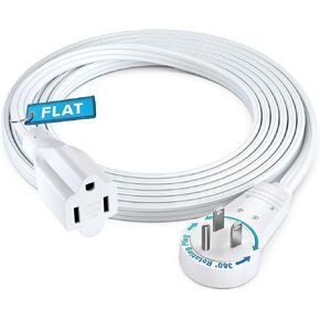 Maximm 360° Rotating Flat Plug Extension Cord 1 feet Flat Extension Cord Under Carpet with Slim Space-Saving Plug Design, Low Profile Extension Cord (Black)
