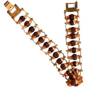 Rudraksh Bead Metal Channel Design Kada, Mahadev Kadas Bracelet, Indian Tradition Cuff Bracelets for Men and Women