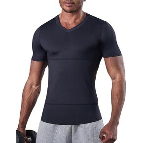 Gynecomastia Undershirt V-neck Chest Compression Shirt for Men Slimming Undershirt Body Shaper Shapewear