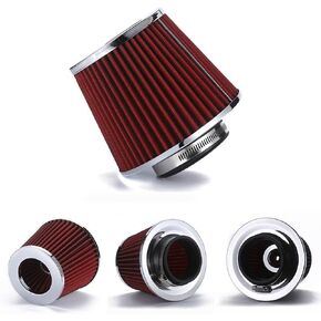Universal Clamp-On Air Filter, Washable Filter, High Flow Tapered Air Intake Cone Filter, Flange Diameter 3 Inch - Black