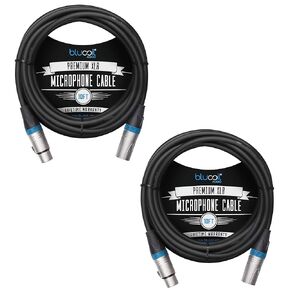 Blucoil Audio 2-Pack of 10-FT Balanced XLR Cables - Premium Series 3-Pin Cable for Microphones, Speakers, and Pro Devices (Male-to-Female)