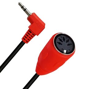 MIDI Din 5 Pin Female to 90 Degree 3.5mm 1/8'' Male TRS Stereo Jack Audio Cable, 5 Pin DIN Cable for Speaker, Amplifier, Mixe, MIDI Keyboard(0.5M/1.7FT/Red)