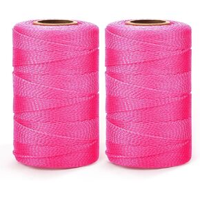 2 Rolls 500 Feet Mason Line #18 Braided Bank Line Nylon Twine String Nylon Rope Twine Heavy Duty Outdoor for DIY Project Gardening Home Improvement Construction (Fluorescent Orange)