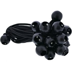 ABN Bungee Cords with Balls - 25 Pack Black Ball Bungee Cords - 6 Inch Ball Bungee Straps to Tie Down Tarps, Tents, Canopies, and Shelters