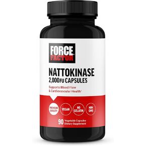 FORCE FACTOR Nattokinase 2000 FU, Nattokinase Supplement for Heart Health and Blood Pressure Health, Blood Circulation Pills, Non-GMO, Vegan, No Gelatin, 90 Vegetable Capsules