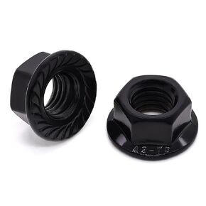 Glvaner M6-1.0 Stainless Steel Hex Flange Nuts, Hexagon Head Serrated Flange Lock Nuts, 304 Stainless Steel 18-8, Black Coated, 50 pcs