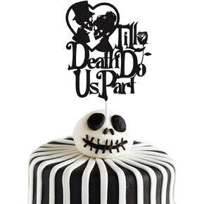 Till Death Do Us Part Cake Topper Skull Silhouette Cake Topper Party Decorations Day of the Dead Supplies Halloween Wedding Mr and Mrs Cake Decoration