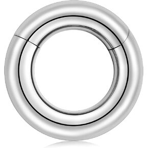 FINE4U Large Gauge Hinged Hoop 6G 8G 10G 10mm 12mm 14mm 16mm - ASTM F136 Titanium Clicker for Septum, Lobe Stretching, Hypoallergenic Nickel Free Body Piercing Jewelry