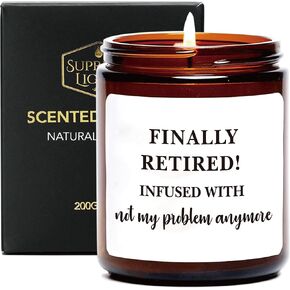 Retirement Gifts for Women Men, Funny Retirement Gift Ideas for Coworker, Teacher, Nurse, Boss, Friend Dad, Mom, Finally Retirement Candles, Retired 2024, Sandalwood Rose Scented Candle