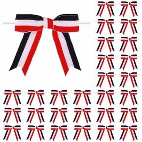 أقواس وطنية للرابع من يوليو، 30 قطعة من الأقواس باللون الأحمر والأبيض والأزرق مع ربطة عنق ملتوية لعيد الاستقلال، وتغليف هدايا يوم الذكرى، ومصاصات الكيك، وأكياس المكافآت (نجمة، 3 بوصة × 30 قطعة) in Kuwait