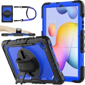 SEYMAC stock Case for Samsung Galaxy Tab S6 Lite 10.4’’ (2024-2020) with Screen Protector Pencil Holder [360° Rotating Hand Strap] &Stand, Drop-Proof Case for Galaxy Tab S6 Lite Tablet, All Black
