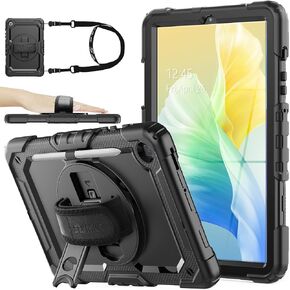 SEYMAC stock Case for Samsung Galaxy Tab S6 Lite 10.4’’ (2024-2020) with Screen Protector Pencil Holder [360° Rotating Hand Strap] &Stand, Drop-Proof Case for Galaxy Tab S6 Lite Tablet, All Black