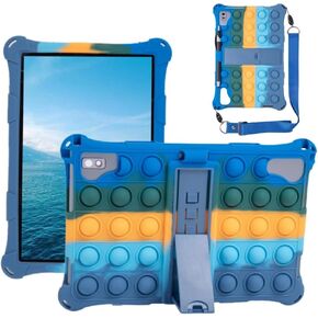 Silicone Case for VASTKING KingPad K10/Z10/Blackview/Teclast/BYYBUO 10.1-inch Tablet Cover with Lanyard/Stylus/Pen Holder for VASTKING KingPad K10 (Colorful Blue)