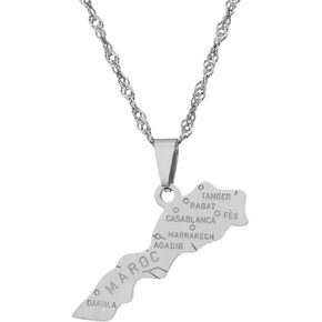 Fashion Stainless Steel Morocco Map Pendant Necklace