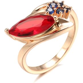 Women's Ring - 19mm Rose Gold Plated Red Natural Zircon Ring Women Jewelry Z0478RED