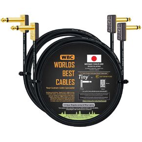 WORLDS BEST CABLES 2 Units - 6 Foot - Pedal, Effects, Patch, instrument cable CUSTOM MADE using Mogami 2319 wire & Eminence Tiny Gold-Plated Angled TS Connectors