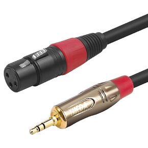 XLR to 1/8 Cable, Unbalanced XLR Female to Mini Jack TRS Aux Microphone Audio Cable (XLR to 3.5mm) - 3 feet