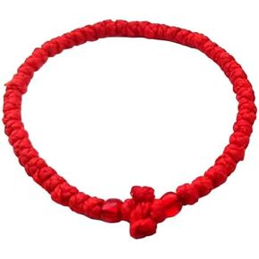 Handmade Christian Orthodox Greek Chotki Komboskoini Prayer Rope Thin Red