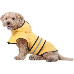 SPOT Rainy Days Slicker - Yellow Dog Rain Jacket With Hood, Reflective Strip for Safety, Leash Hole & Adjustable Velcro Belly Strap, 100% Polyester Water Resistant Pet Raincoat - X-Small, 8in Long