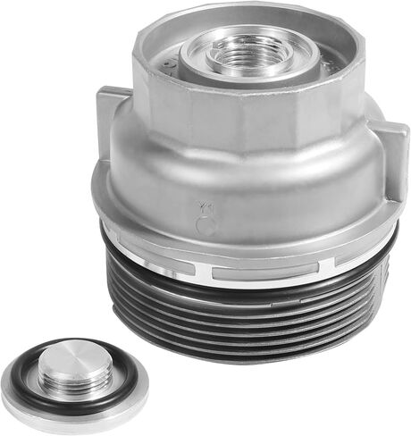 Oil Filter Housing Cap Assembly,Aluminum Oil Filter Housing Cover Replacement,Car Accessories Oil Filter Housing Cover Cap with Oil Plug,Compatible with Most Car Models,Replace #15620-31060 in Saudi Arabia