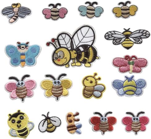 17 قطعة من الرقع المطرزة على شكل نحلة لطيفة، رقعة على شكل حيوانات كرتونية، مطرزة للخياطة/الحديد على بقع حرفية مطرزة يدويًا، لملابس الأطفال، قبعات وسترات وقمصان in Kuwait